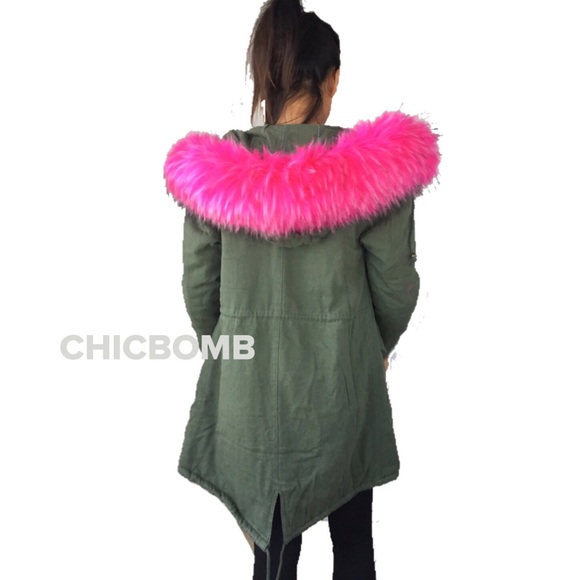 Celebrity Style Faux Fur Parka Jacket - Picture 6 of 8